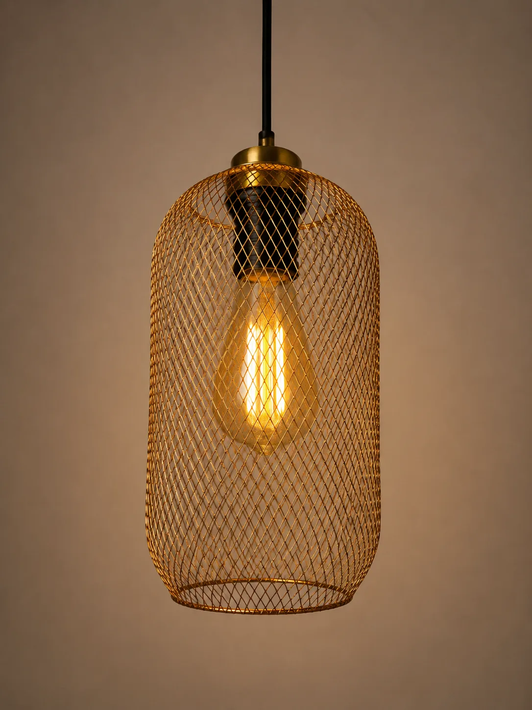 Amber Mesh Cylinder Pendant