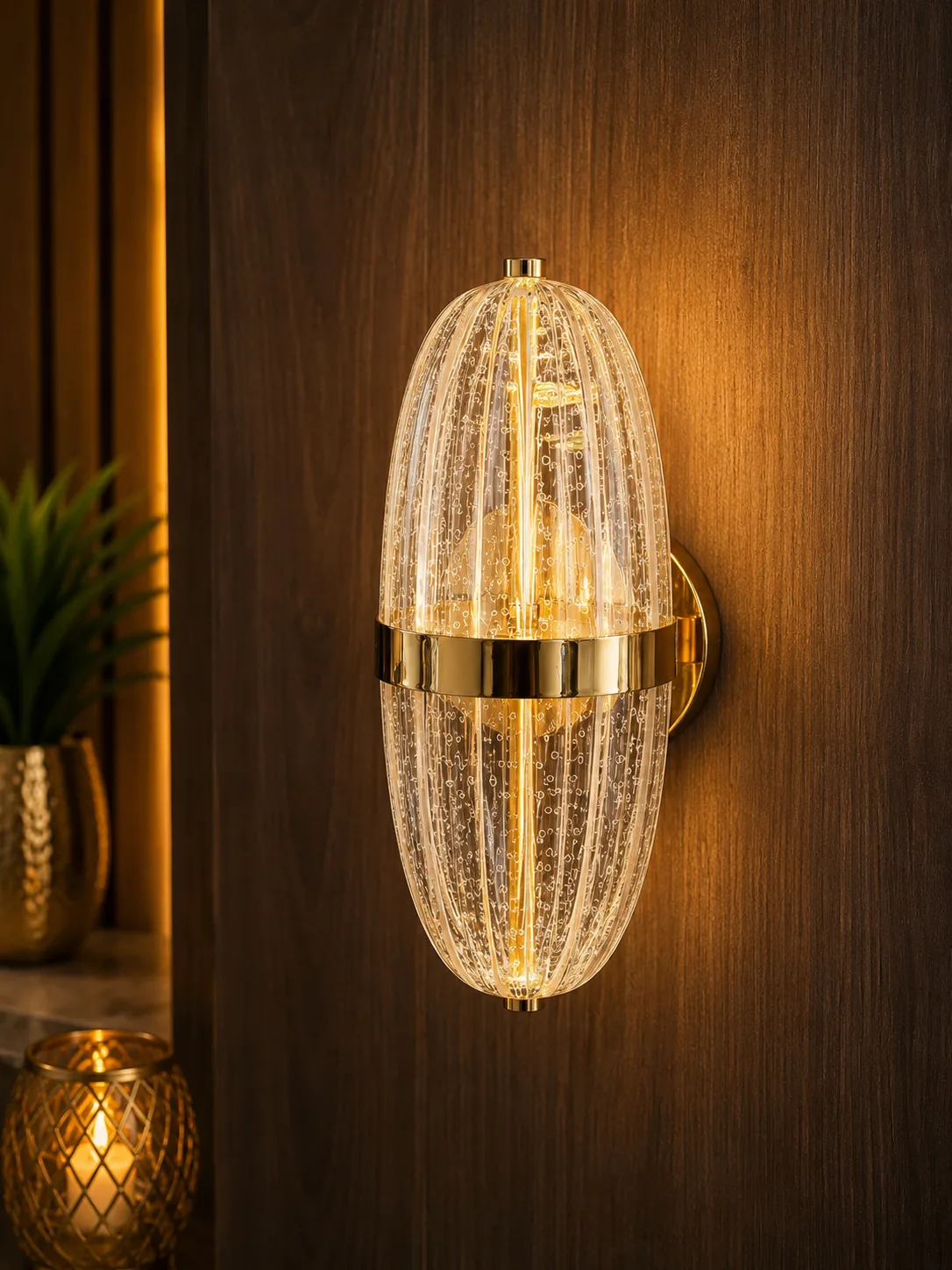 Amber Oval Cage Wall Light