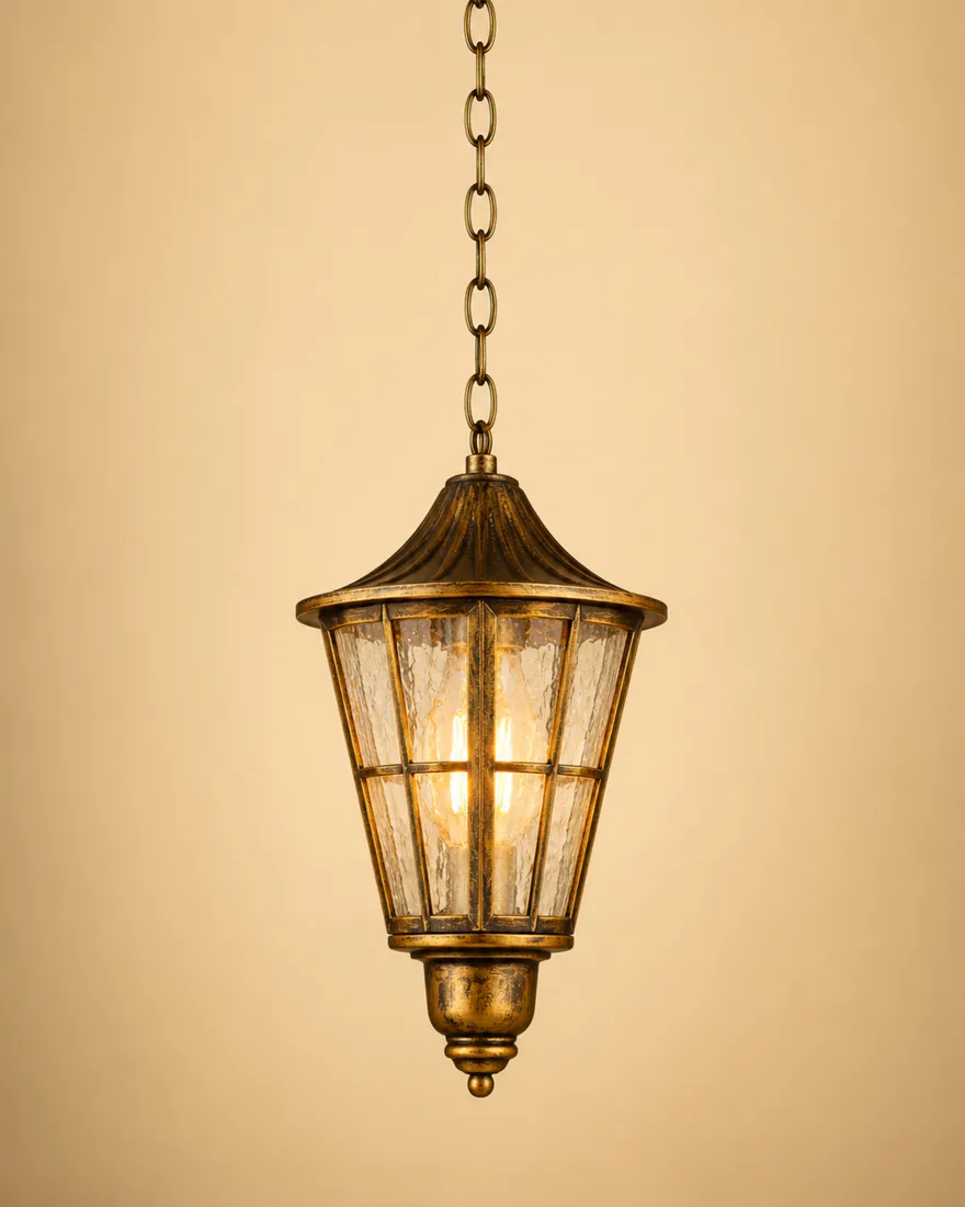 Antique Seeded-Glass Lantern Pendant
