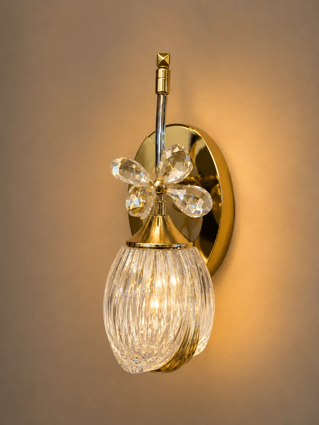 Floral Frosted Glass Wall Sconce