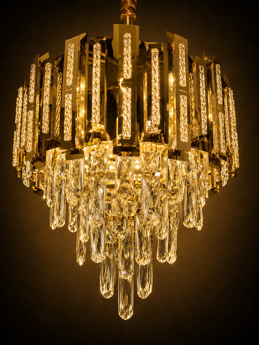 Gold Icicle Crystal Chandelier