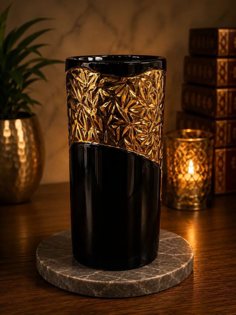 Gold Leaf Cylinder Vase