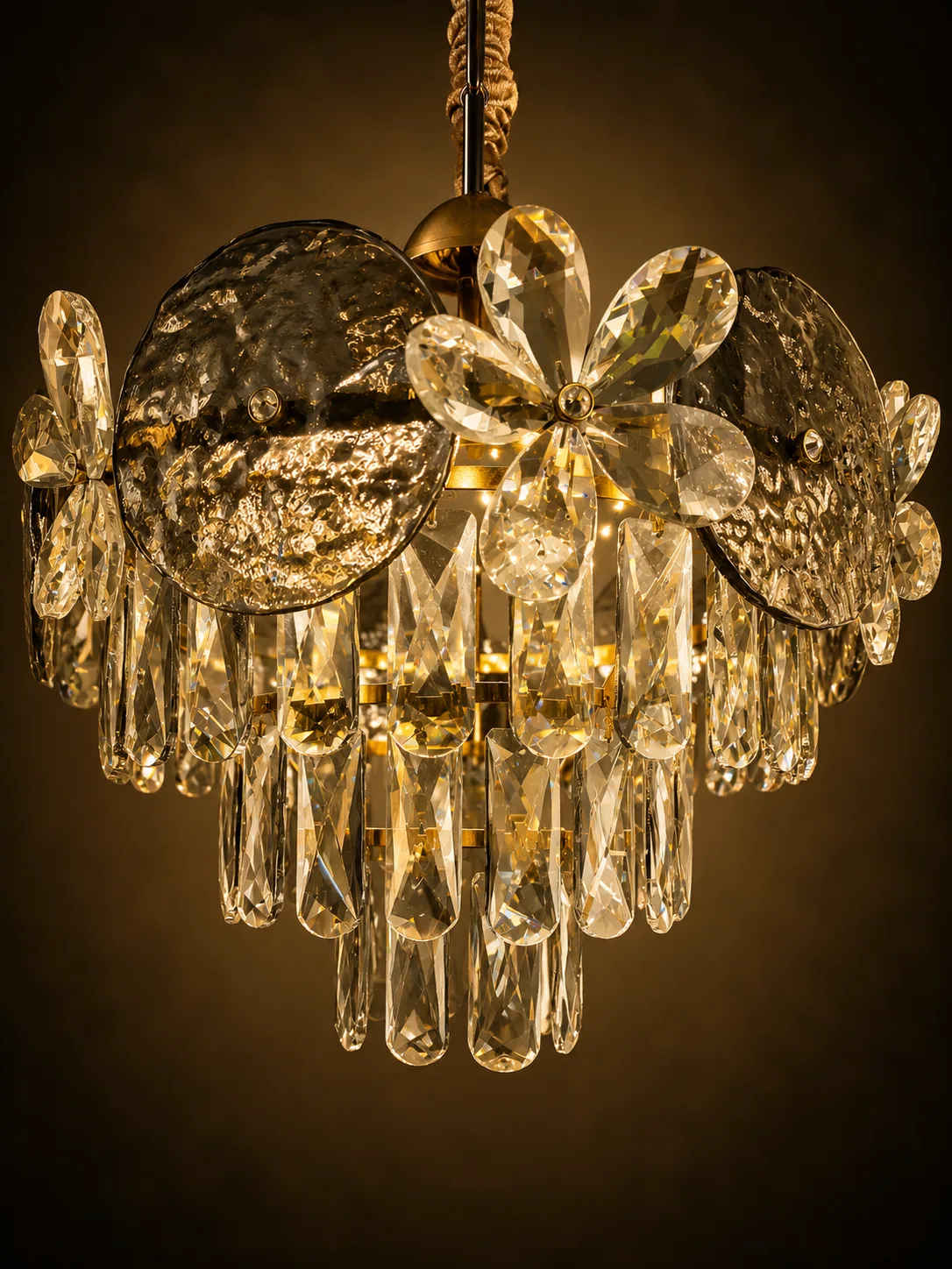 Golden Floral Crystal Chandelier