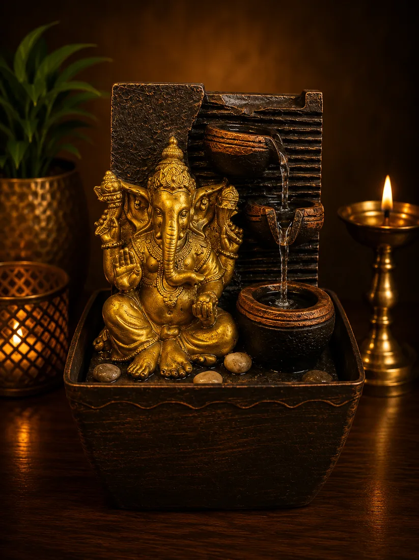 Golden Ganesha Water Fountain