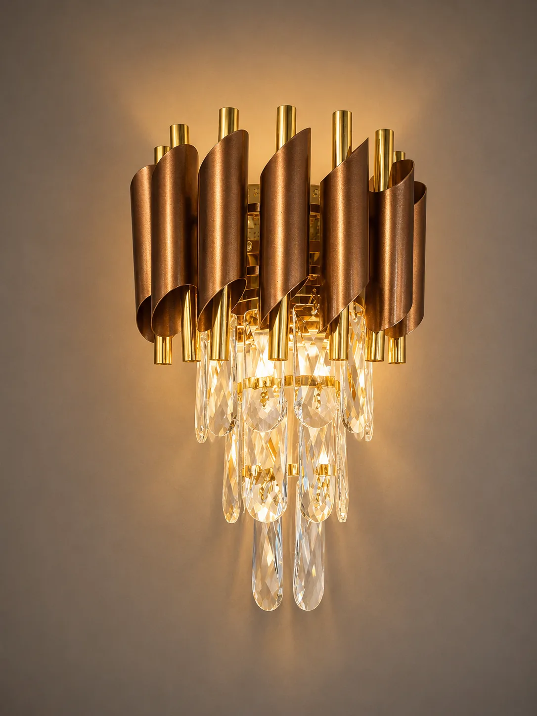 Golden Icicle Crystal Wall Light