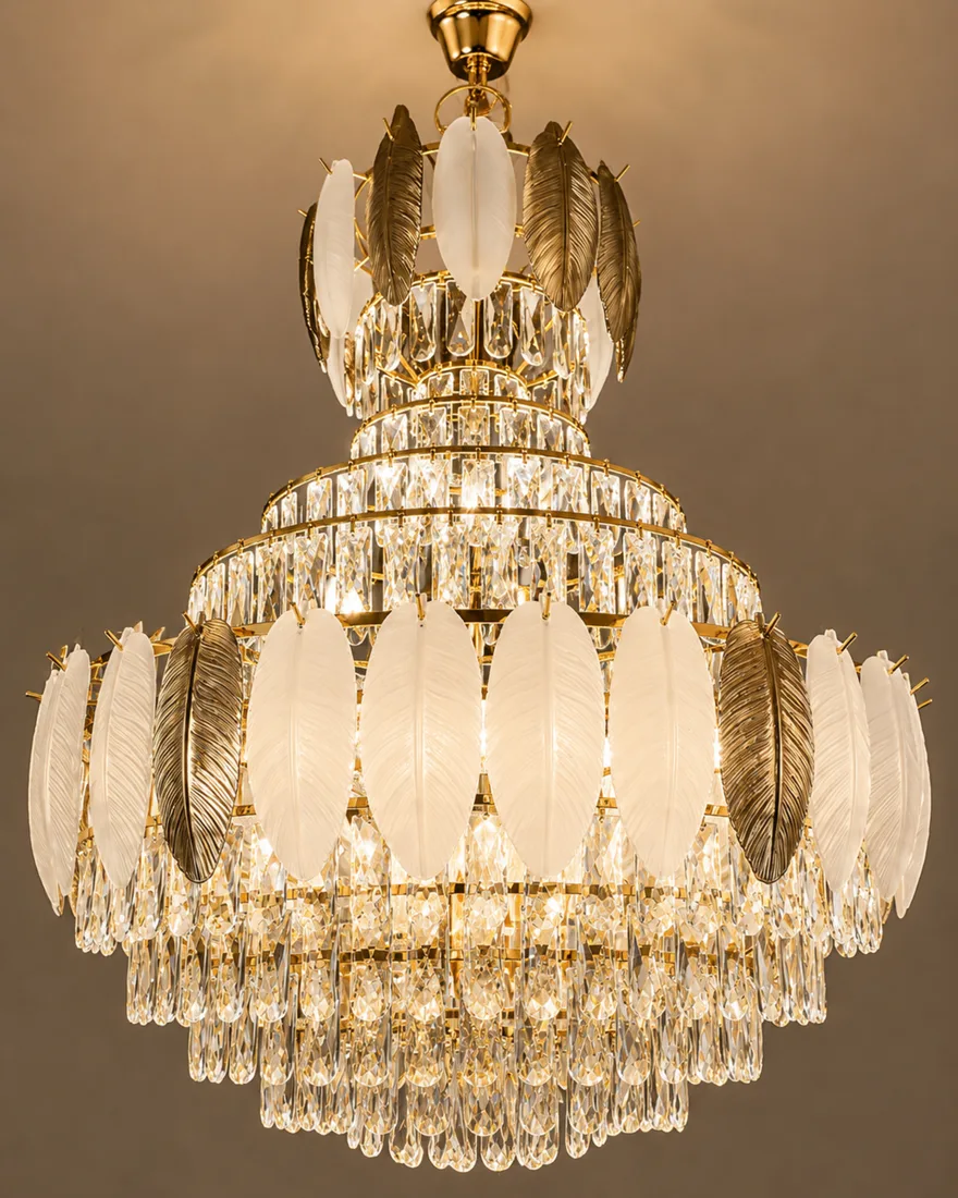 Grand Palace Crystal & Glass-Leaf Chandelier