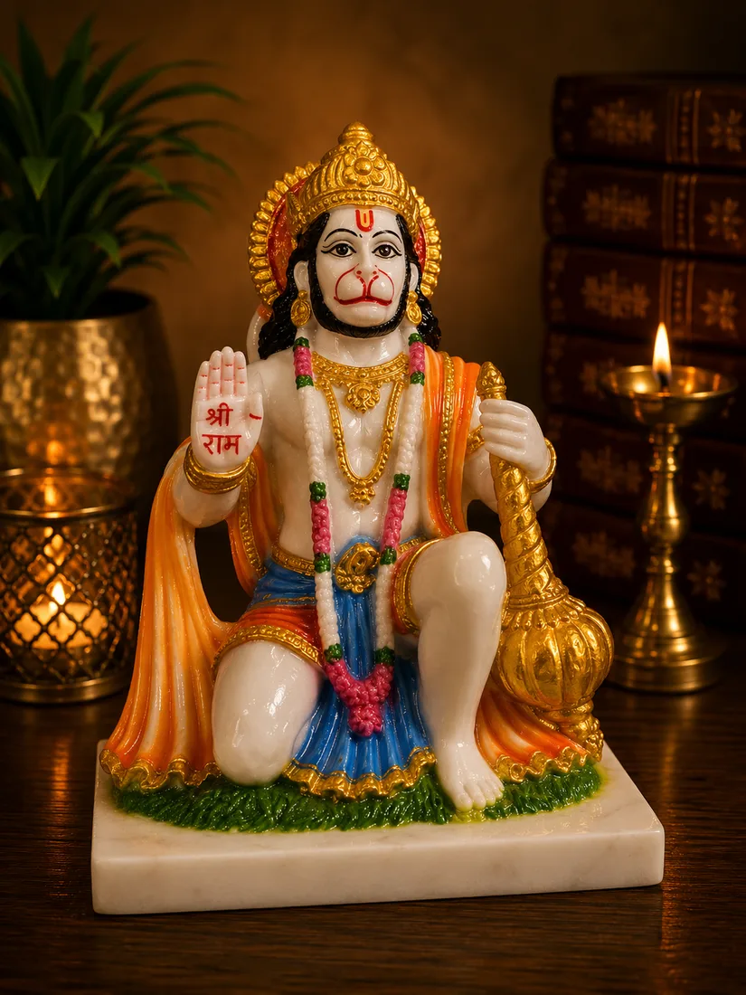 Hanuman Marble-Finish Idol