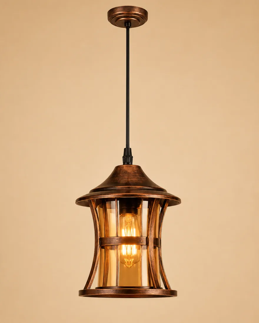 Heritage Copper Cage Lantern Pendant