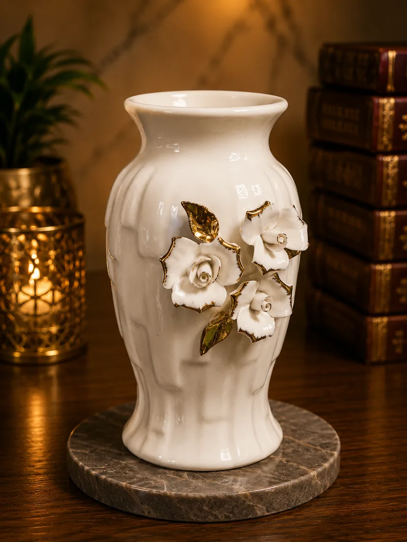 Ivory Bloom Relief Vase
