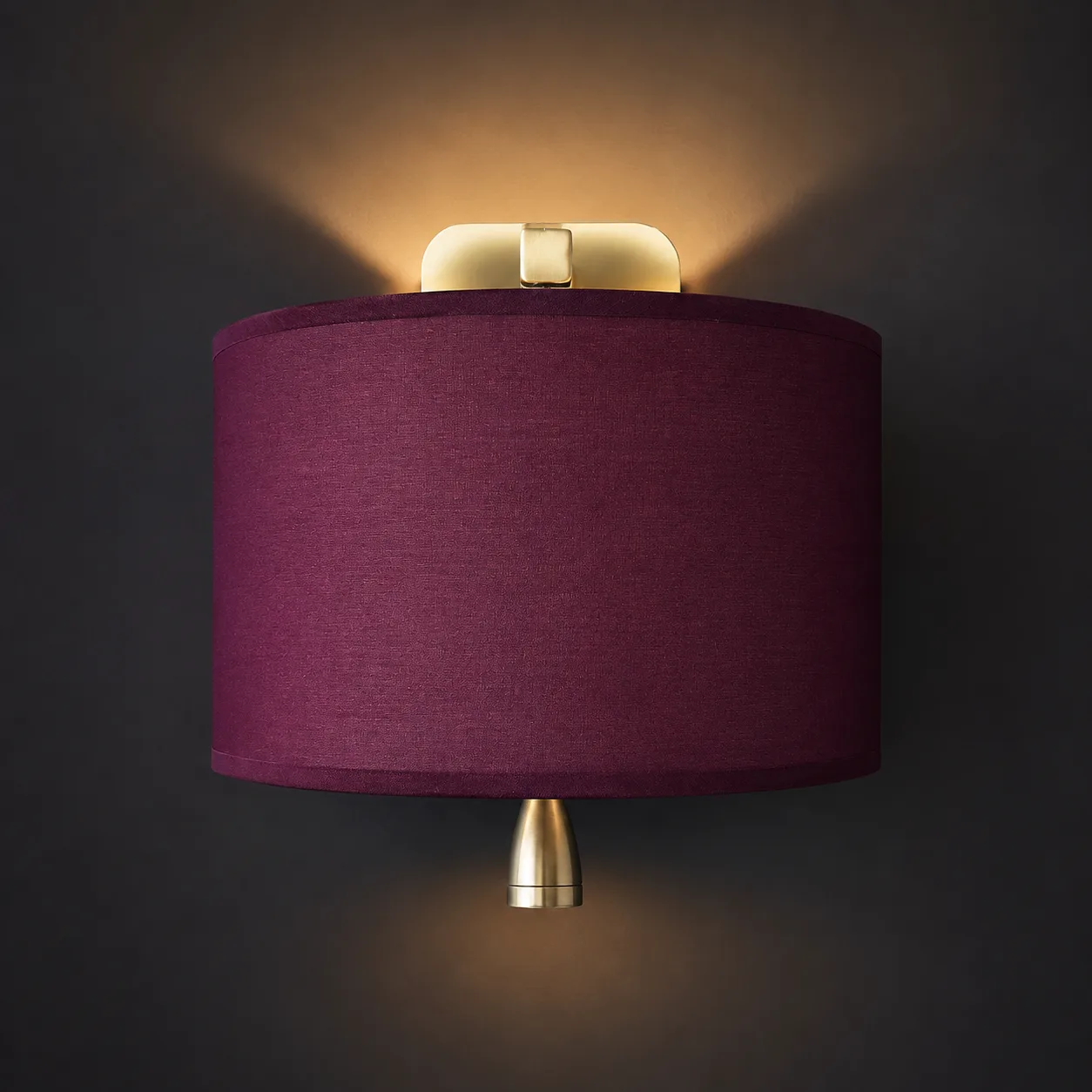 Maroon Drum Shade Wall Light
