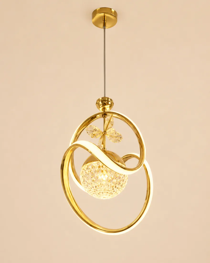 Orbit Gold Ring Crystal Pendant