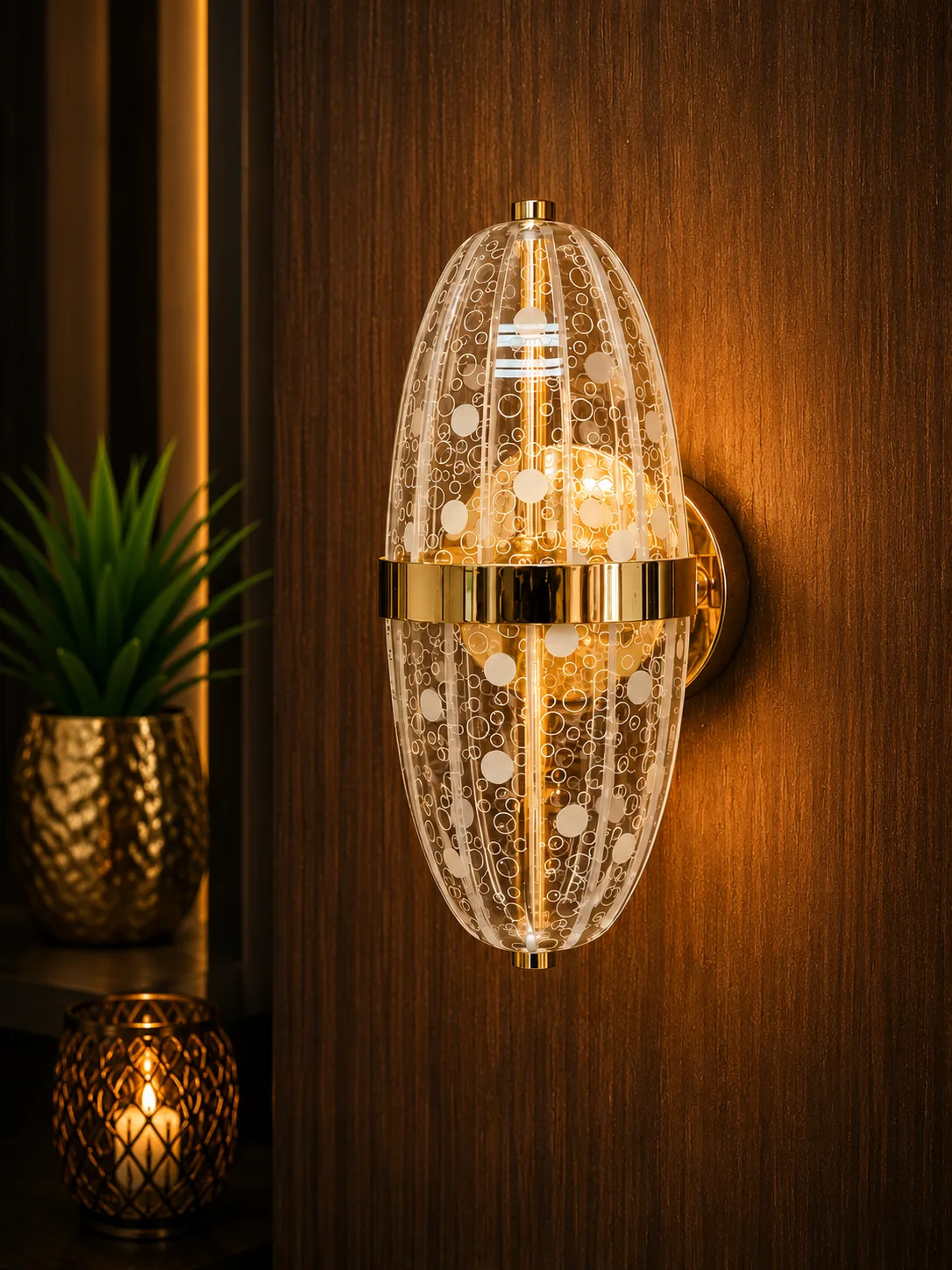 Oval Crystal Wall Light