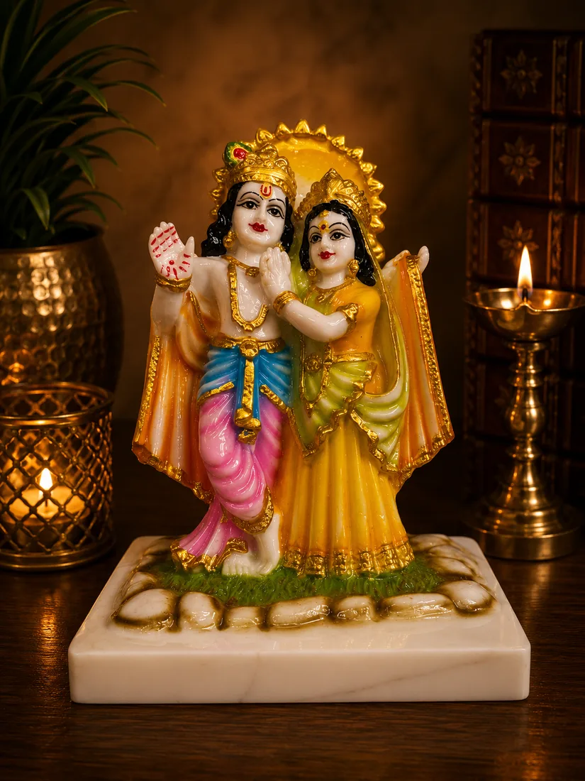 Radha Krishna Marble-Finish Idol