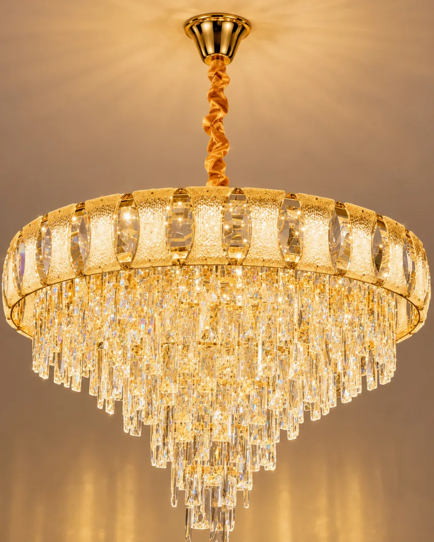 Royal Round Crystal Raindrop Chandelier