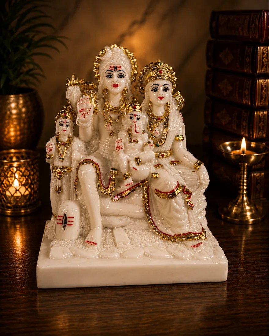 Shiv Parivar Marble-Finish Idol