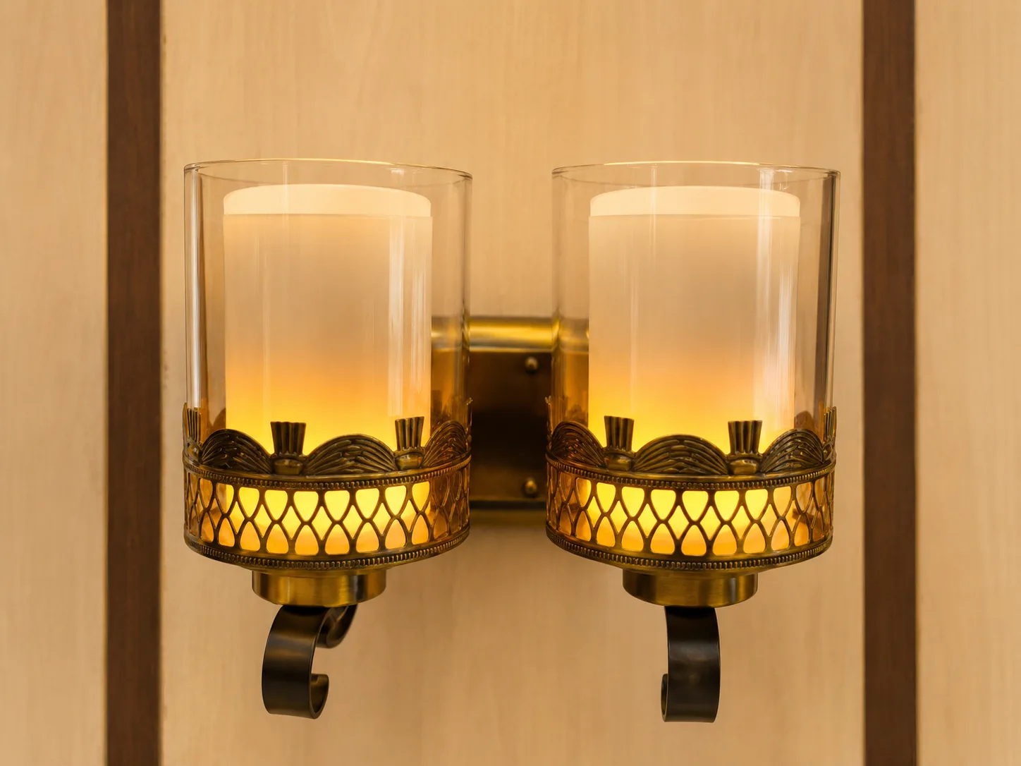 Twin Amber Cylinder Wall Light