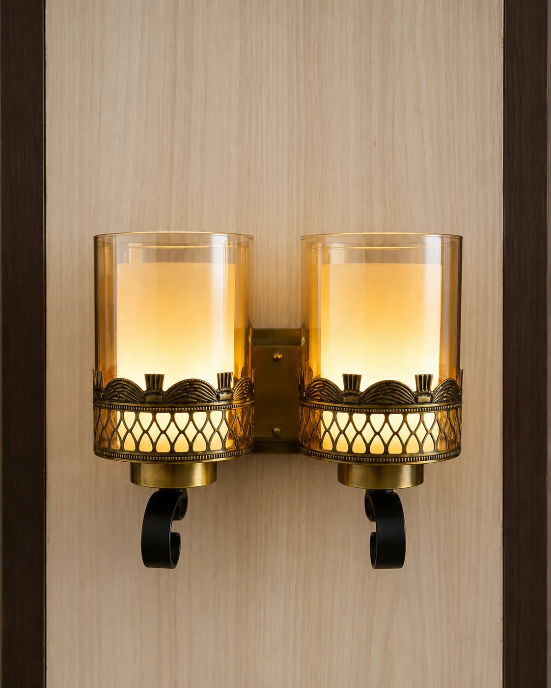 Twin Frosted Glass Wall Light