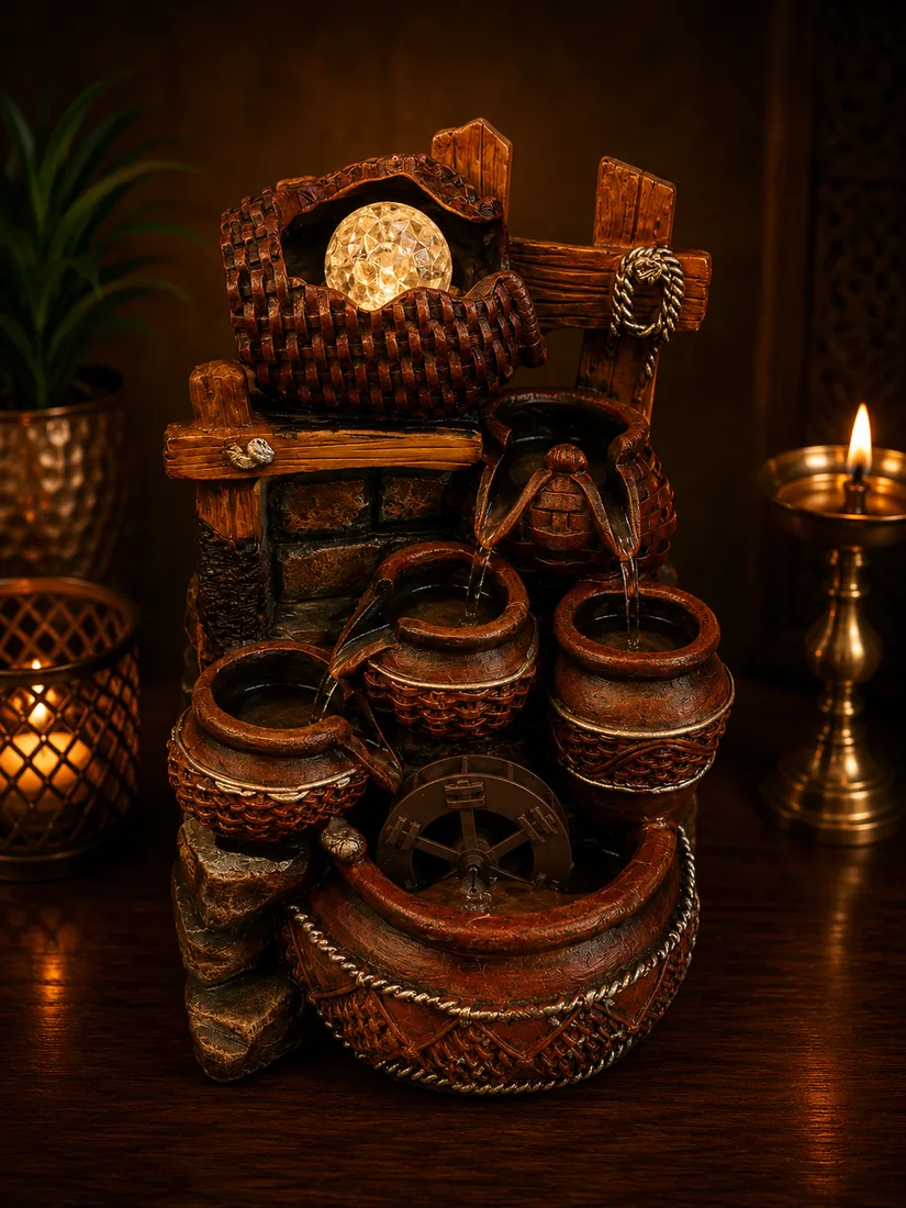Village Wheel & Pots Fountain
