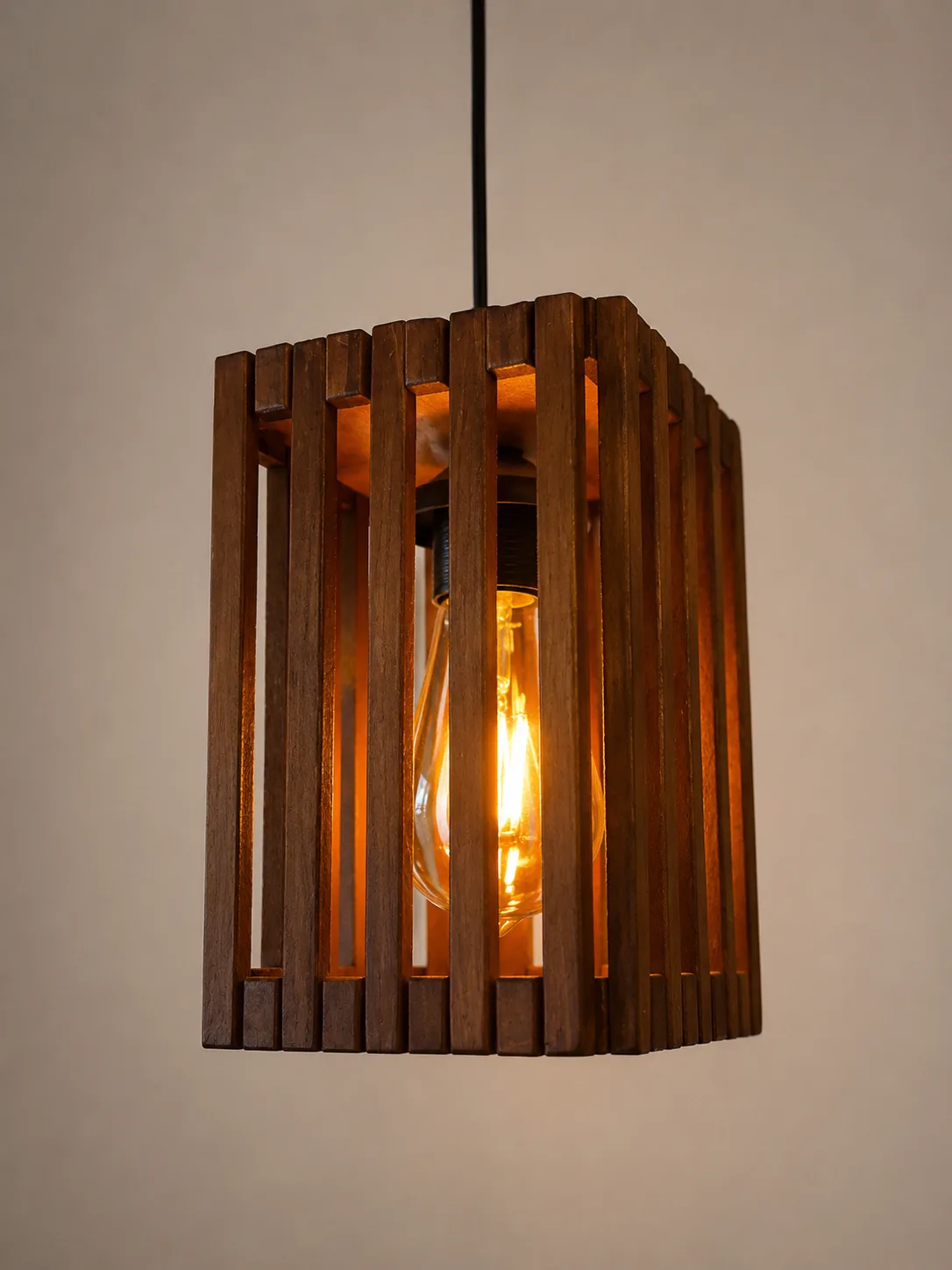 Wooden Box Lantern Pendant