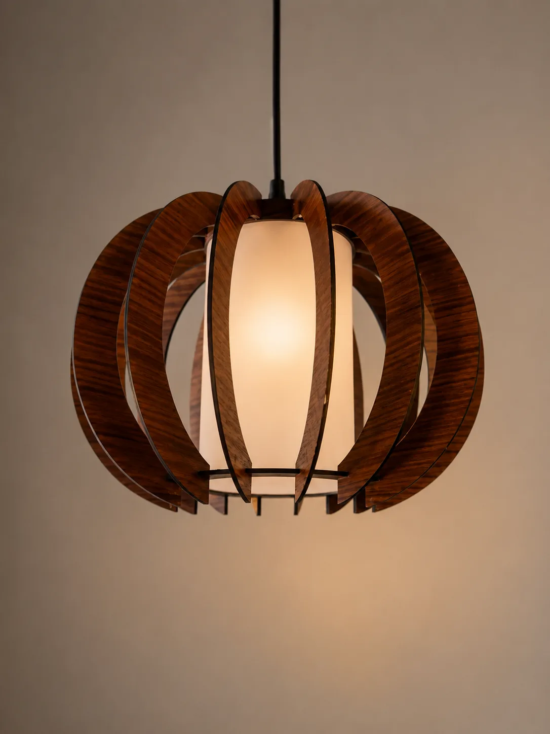 Wooden Globe Cage Pendant