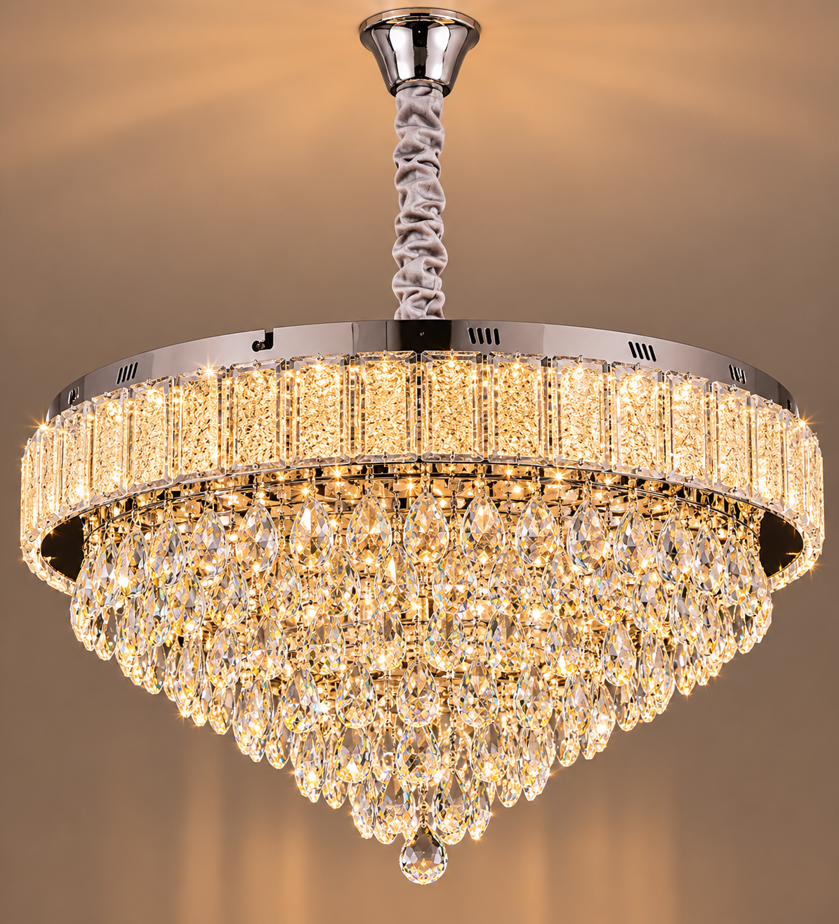 Aurora Raindrop Crystal Chandelier – Luxury Chrome LED Hanging Light