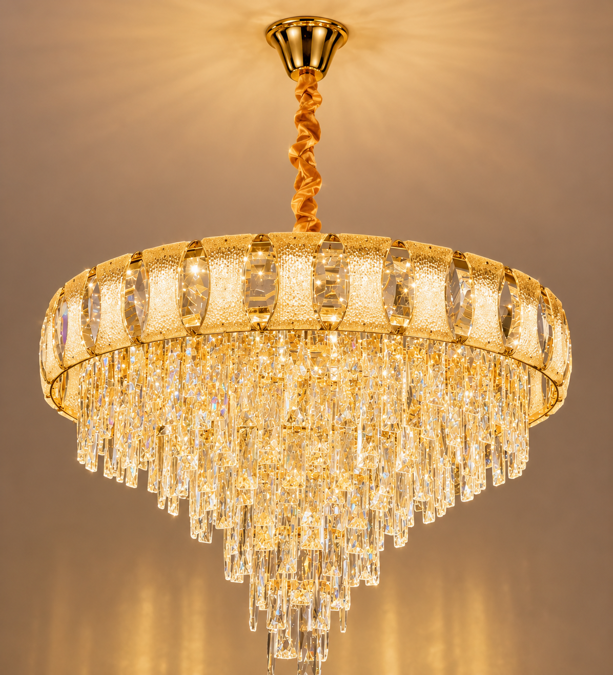 Empress Oval Crystal Chandelier – Luxury Gold LED Hanging Light