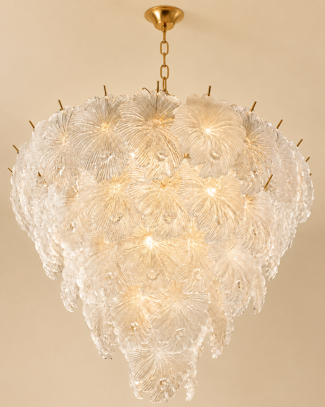Fiore Blossom Glass Chandelier – Luxury Gold LED Floral Hanging Light