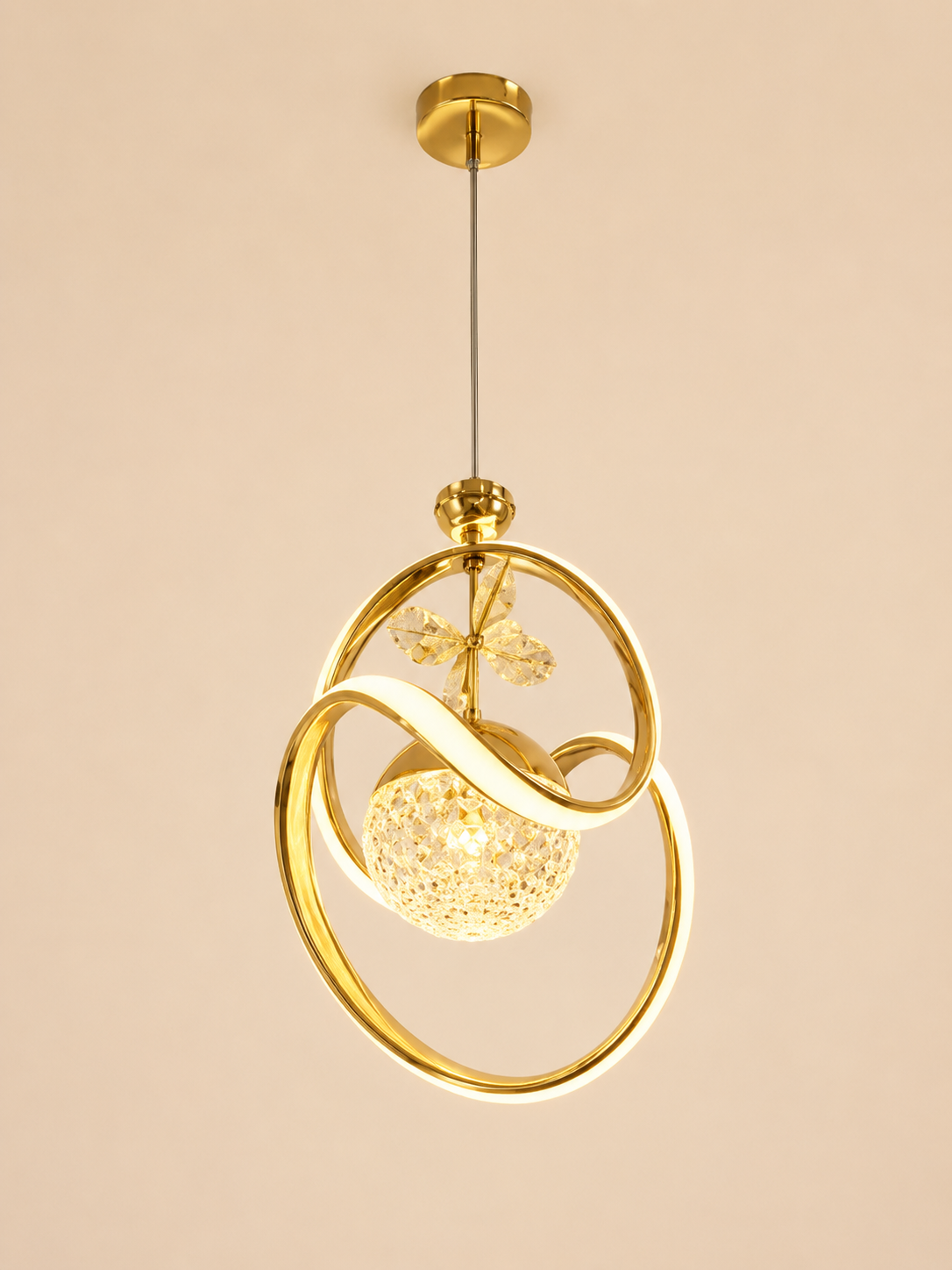 Papillon Butterfly LED Pendant Light – Modern Gold Crystal Hanging Lamp