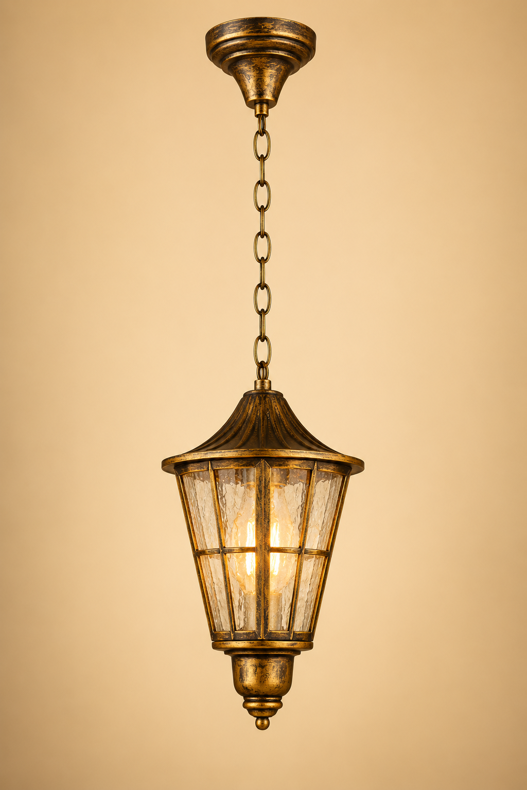 Coach House Lantern Pendant Light – Antique Gold Hanging Lamp